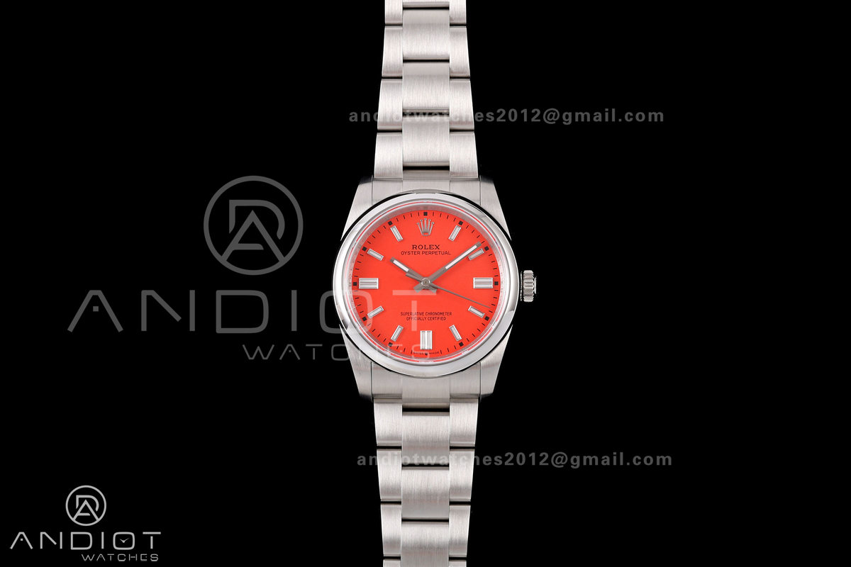 Oyster Perpetual 126000 36mm QF 1:1 Best Edition 904L Steel Red Dial JH3230 Free Sprung